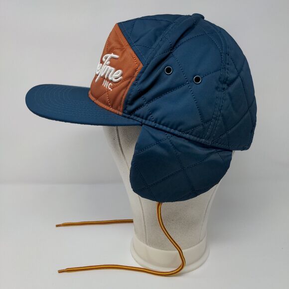 Leisure Time Slideback Hat Blue One Size Chin Strap Ear Flap Quilted - Picture 4 of 9